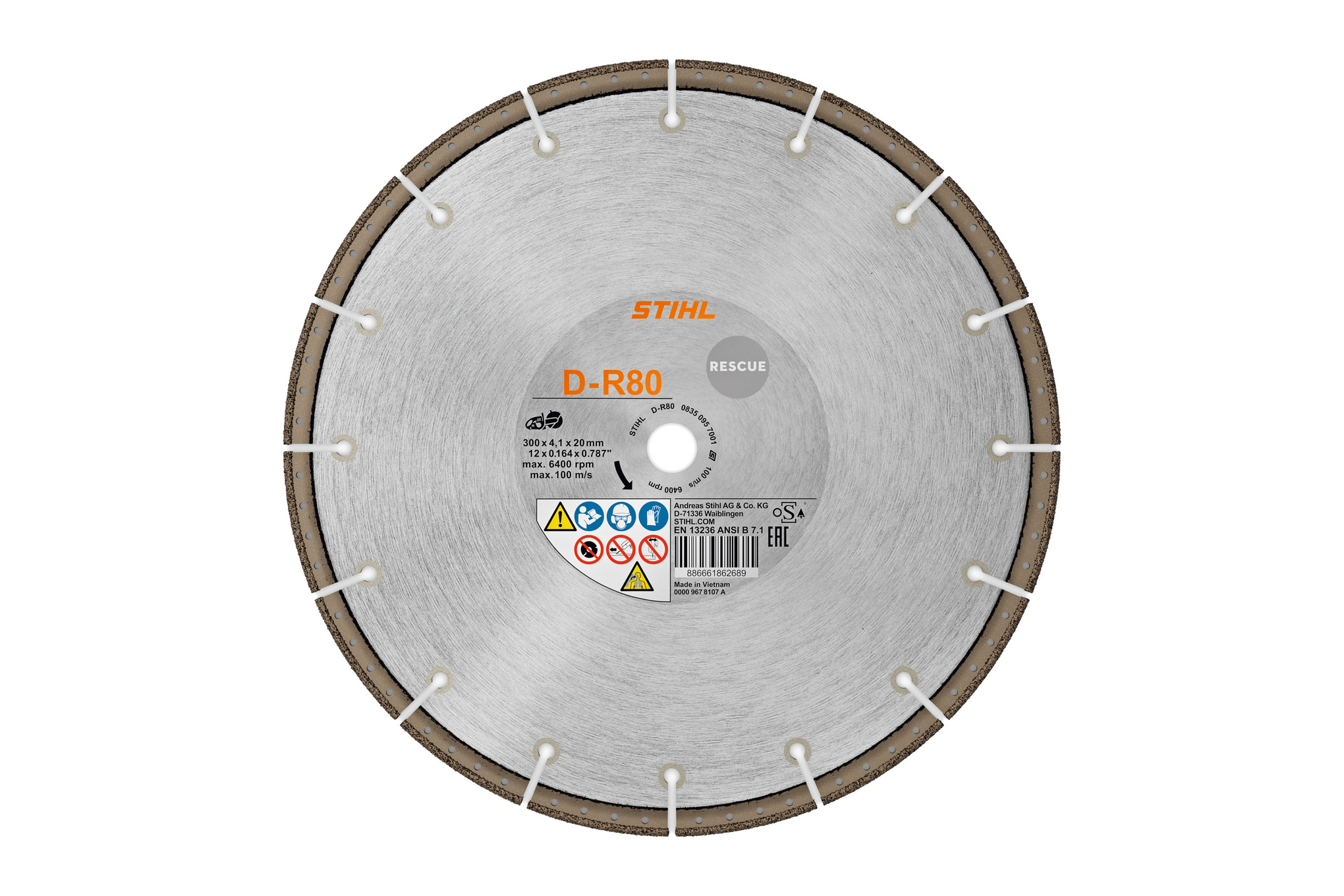 Diamond cutting wheel - Ø 350mm/14", Rescue, D-R80