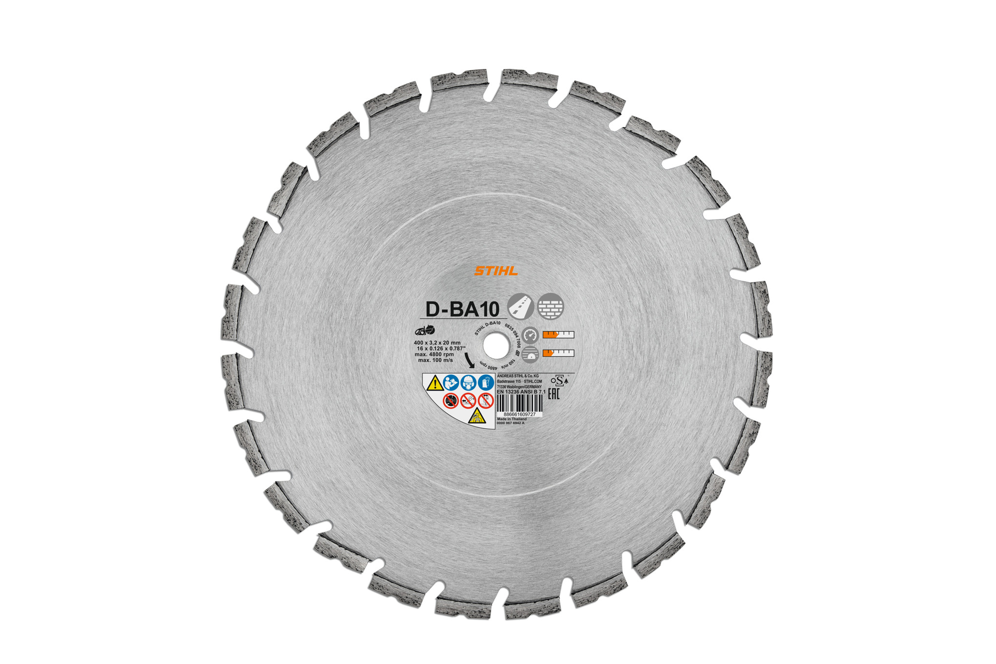 Diamond cutting wheel - Ø 400mm/16", Concrete/Asphalt, D-BA10