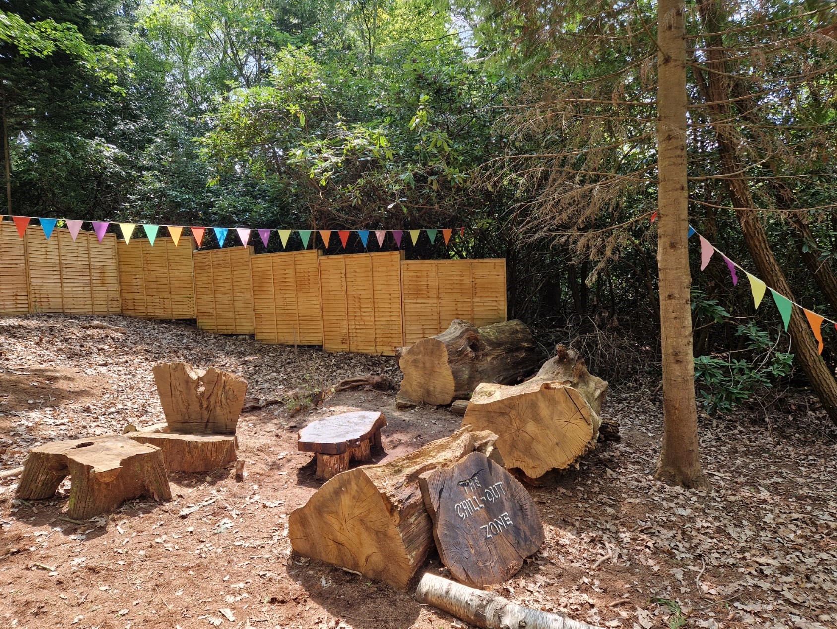 wooden seating area