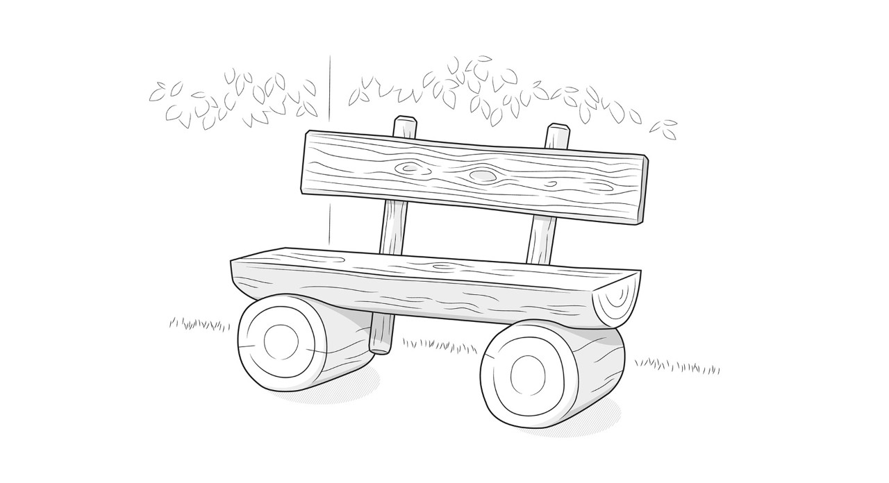 Illustration of a Do It Yourself garden bench