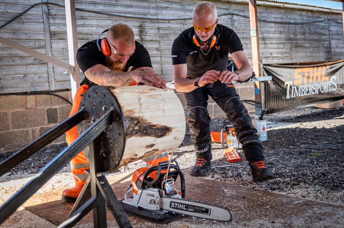 TIMBERSPORTS trainer Rob Owens talking about the Stock Saw